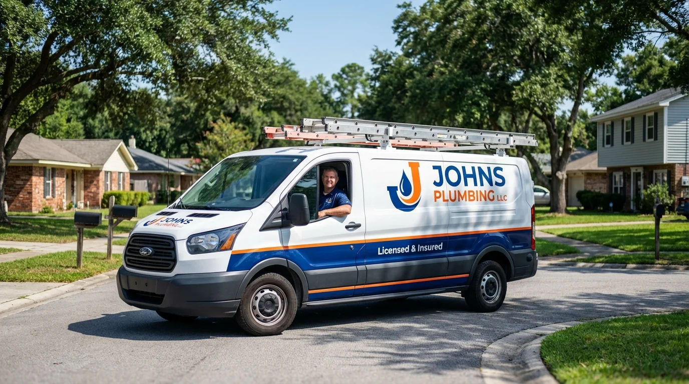 Johns Plumbing LLC service van in Van Alstyne, TX