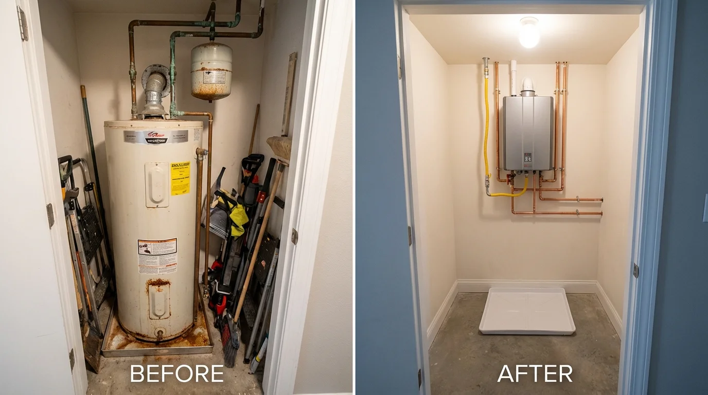 Tank water heater versus wall-mounted tankless unit comparison for Van Alstyne, TX homeowners