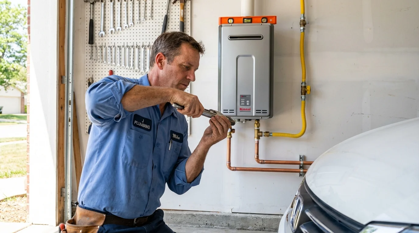Tankless water heater installation by a Johns Plumbing LLC plumber in Van Alstyne