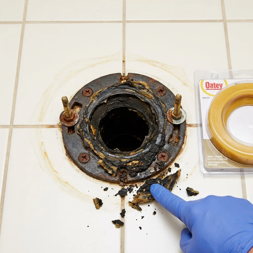 Failed wax ring showing water seepage at the base of a toilet in a Van Alstyne, TX home